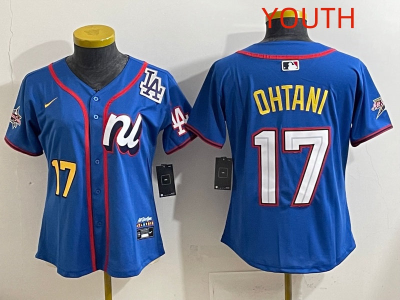 Youth 2025 Los Angeles Dodgers #17 Ohtani Blue Nike 2025 MLB All Star Jersey style 002
